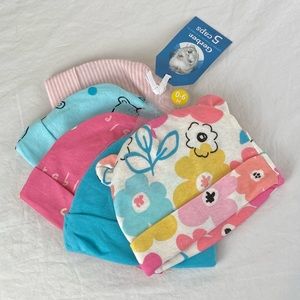 New Gerber 5-Pack Baby Girls Bear Caps 100% Cotton OEKO-TEX
